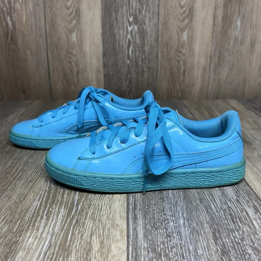 Puma Basket Classic Patent Blue Atoll 36224606 Kids Youth Size 6C Sneaker Shoes